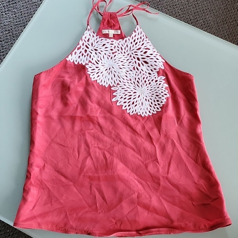 Matty M 100% Silk Embroidered Top Coquette Girl Resort Wear‎ Size Small